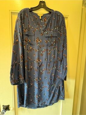 Rebecca Taylor Blue Floral Tunic Drawstring Dress